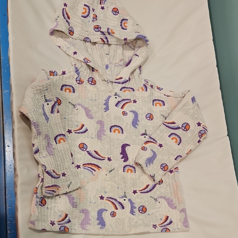 Kids' Unicorn and Rainbow Hoodie - Purple and Orange